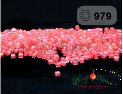 Toho Hexagon 11/0 979  Luminous Lt Topaz/Neon Pink-Lined