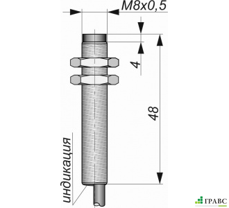 Индуктивный датчик цилиндрический с резьбой И86-NO-PNP (М8х1)