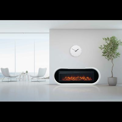 Линейный электрокамин Soho белый с черным с очагом Vision 60 LOG LED