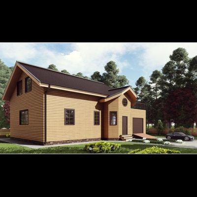 Одноэтажный каркасный дом с мансардой с четырьмя спальнями 160м² (SK61)