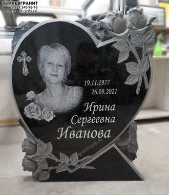 Памятник женщине с розами  на могилу сердце 101