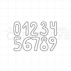 Штамп с толстыми рисованными цифрами от 0 до 9