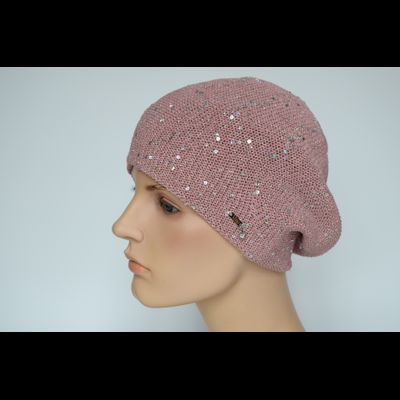 Розовый берет весна - осень с пайетками Vizio Италия 7063