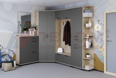 Композиция прихожей ГРЕЙС корпус Гикори Джексон Светлый/фасад Антрацит Матовый