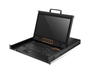 Выдвижная LCD KVM over IP консоль с монитором Kinan 17.3&quot;, PS/2+USB, Клавиатура Ultra-Slim, Тачпад, TFT-дисплей, 16 портов Cat5, каскад до 512 устройств, WideScreen FullHD 16:9 до 1920x1080 60Hz, internet (с удаленным доступом через интернет) (HT2716)