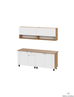 Монако 2,0м Кухонный гарнитур Дуб Золотой / Белый матовый Дуб Вотан