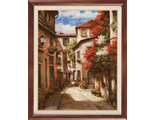 Улица с красными цветами G-308, Гобелен Классик (набор для вышивания гобеленом) vkn