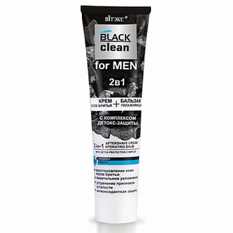 Витекс Black Clean For Men 2в1 Крем после бритья + увлажняющий Бальзам с комплексом детокс-защиты,100 мл