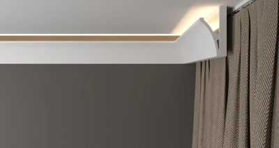 Потолочный плинтус для подсветки DECOR-DIZAYN DD512, из дюрополимера, под покраску, ударопрочный, 2 метра