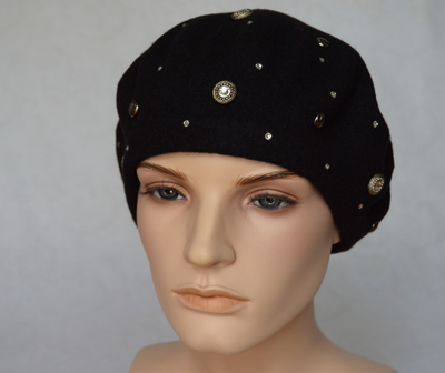 #Vizio 3633 итальянский фетровый берет черного цвета