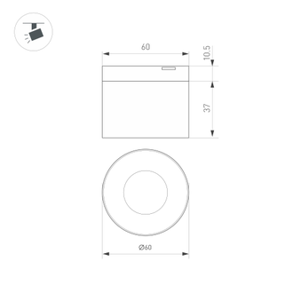 Светильник MAG-MICROCOSM-POINT-R60-5W Warm3000/Day White4000K (BK, 36 deg, 24V) (Arlight, IP20 Металл, 3 года)