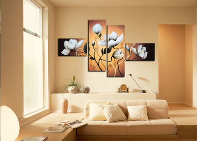 Модульная картина "Белый цветок"