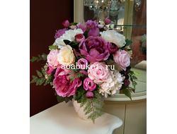 Авторская Композиция из искусственных цветов - Пионы - розы - гортензия № С001 - в Москве