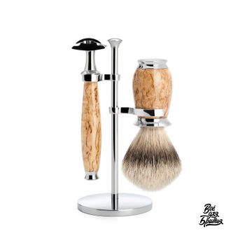 Бритвенный набор Muehle Purist, карельская береза