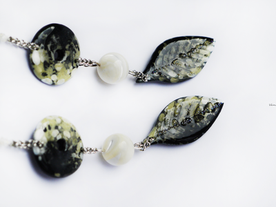 "Русалочья роща", длинные серьги с перламутром в стиле бохо-шик