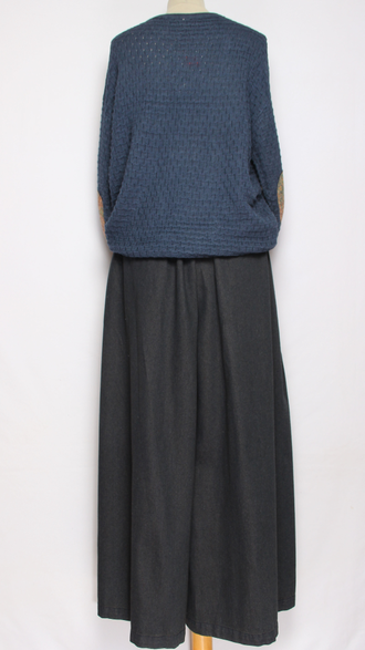 ЮБКА-БРЮКИ  джинсовая "Разрезы широкая" черная р.46-54