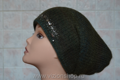 Зеленая шапка женская  Vizio Италия 5872 чулок зима 2018