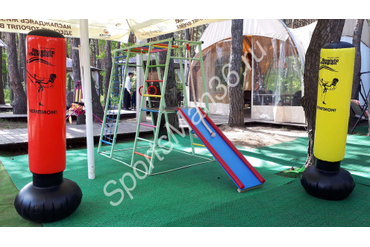 ДСК РАННЕГО РАЗВИТИЯ PLASTEP БОГАТЫРЬ 170 МЕТАЛЛ - цвет фисташковый, перекладины - цветные + НАДУВНАЯ ГРУША ABSOLUTECHAMPION 150  и 130 см