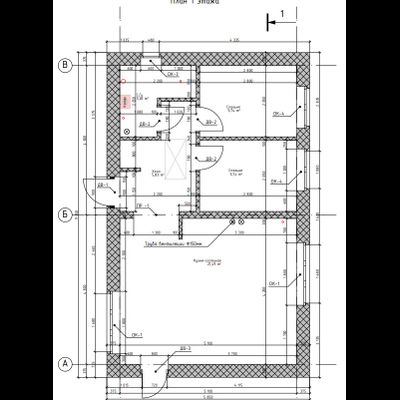 Одноэтажный дом с двумя спальнями 42м² (S55)