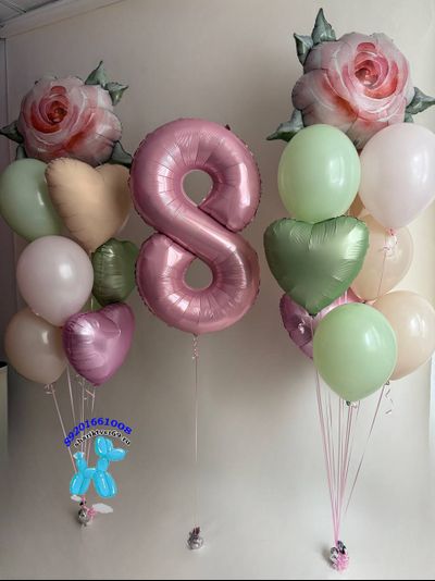Набор воздушных  шаров "8 Марта" в нежных оттенках