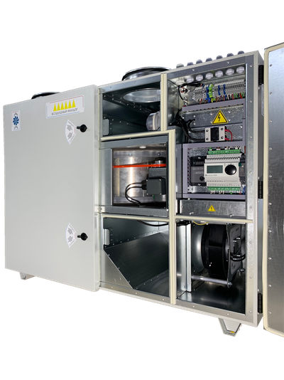 VMPVU-E-RR-300-1.8/1-2-V КОМПАКТНАЯ ПРИТОЧНО-ВЫТЯЖНАЯ  УСТАНОВКА 300 м3/ч, РОТОРНЫЙ РЕКУПЕРАТОР, ЭЛЕКТРОНАГРЕВ, ВЫХЛОП ВВЕРХ, НАПОЛЬНАЯ