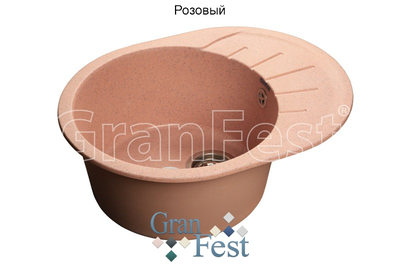 Мойка гранитная Granfest Rondo GF-R580L 450x580мм песочная, с сифоном Ани