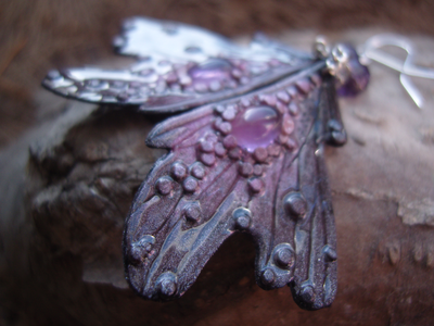 Волшебные серьги с аметистом "Крылышки Причудливой Феи"