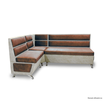 Кухонный Угловой диван "ФОРУМ-1МС", Коричневый/Слоновая кость, Левый