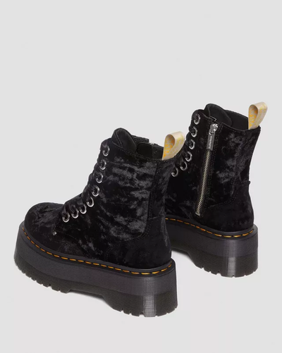 Ботинки Dr Martens Vegan Jadon Max Crushed Velvet Platforms Black