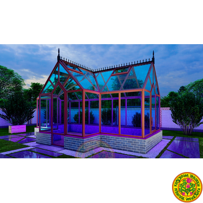 Базовая комплектация теплицы в английском стиле с холлом из стекала и алюминия ГОТИКА АРТ 6000 х 2500 мм