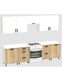 Кухня Эконом 2,1 метра (600х450х600х450) Цвет: Белый/Дуб Вотан