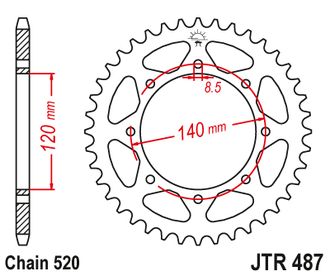 Звезда ведомая (43 зуб.) RK B4427-43 (Аналог: JTR487.43) для мотоциклов Kawasaki