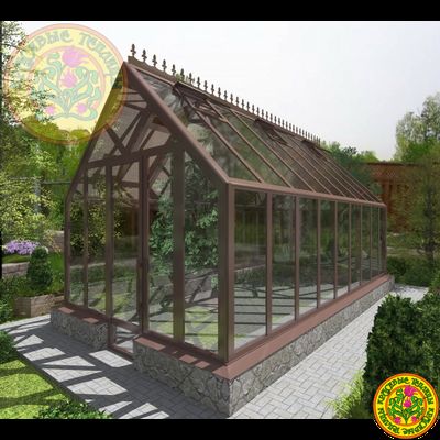 Базовая комплектация теплицы из стекла и алюминия ЧЕСТЕРФИЛД ЭТАЛОН размером 6000 х 3000 мм