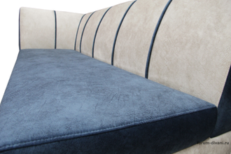 Кухонный ДИВАН "ФОРУМ-8" с боковой спинкой, Синий/Слоновая кость Левый