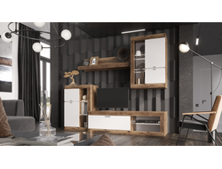 Композиция гостиной ПРАГА Дуб Делано/Белый гладкий