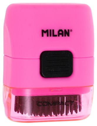 Ластик каучуковый Milan Compact в пластиковом чехле с щёткой (розовый)