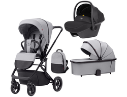 Коляска 3в1 Carrello Alfa Feather Grey 2024 лак (люлька 2023 и автокресло Nova)