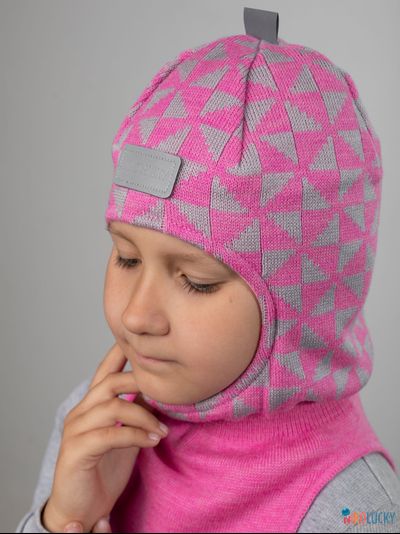 Шапка-шлем &quot;Бантики&quot; 20201-07, цвет розовый, серый, р. 48-50
