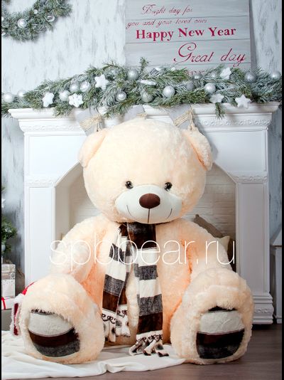 Огромный плюшевый медведь 170 см чайная роза Барни