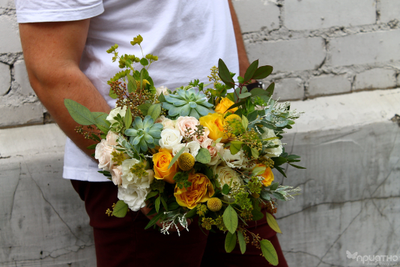 Букет невесты & Бутоньерка № 1323