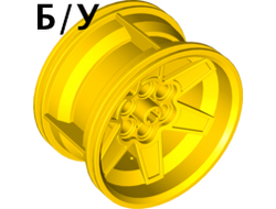 ! Б/У - Wheel 56mm D. x 34mm Technic Racing Medium, 6 Pin Holes, Yellow (15038 / 6065490 / 6276852) - Б/У