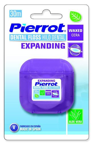 Межзубный флосс мультиактивный Dental Floss Expanding с Алоэ Вера, вощеный, Pierrot ,  30 м.