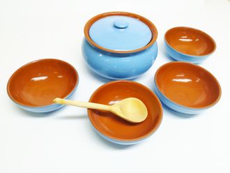 Набор посуды "Вятская керамика" (3,5 кг.) (голубой)