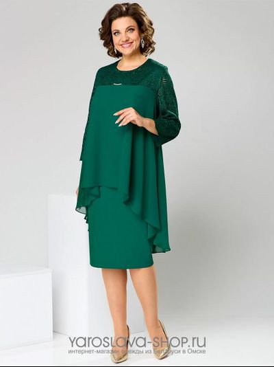 Модель: 1-1452. Платье женское полуприлегающего силуэта с накидкой