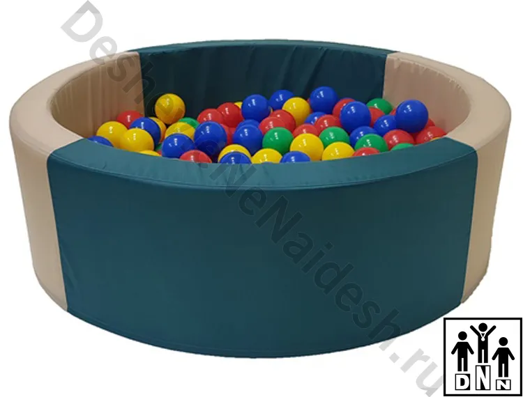 Сухой бассейн с шариками круглый бежевый-серый