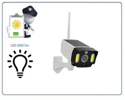 DE/SK5 Муляж уличной Wi-Fi видеокамеры + светильник. Встроенный аккумулятор + солнечная панель.