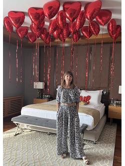 Шары-сердечки красные с дождиком 25 шт под потолок