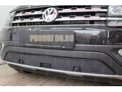 Защита радиатора Volkswagen Teramont 2017- black низ с парктроником PREMIUM