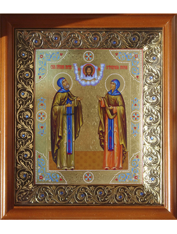 Петр и Феврония Муромские, Святые Чудотворцы. Рукописная икона.