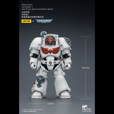 Терминатор Белых Шрамов (Warhammer 40K) - КОЛЛЕКЦИОННАЯ ФИГУРКА 1/18 White Scars Terminator with Power Sword and Storm Bolter (JT03189) - JOYTOY